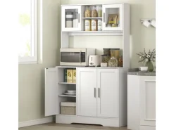 HOMCOM Küchenschrank Spanplatte MDF 108L x 35B x 180H cm Weiß