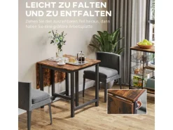 HOMCOM Klappbarer Esstisch Spanplatte Metall Braun 118L x 70B x 76,5H cm