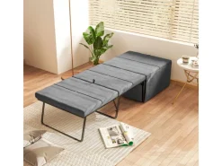 HOMCOM Betten^Klappbett Polyester Metall Grau 190L x 69B x 38,5H cm