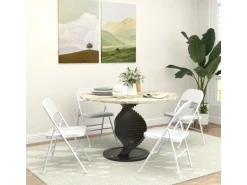 HOMCOM Stühle^Klappstuhl Stahl Kunstleder 46L x 45B x 78H cm Weiß