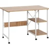 HOMCOM Bücherregale^Klapptisch Mobiler Computertisch mit Rollen MDF Natur 107 x 55 x 76 cm
