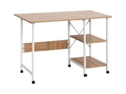 HOMCOM Bücherregale^Klapptisch Mobiler Computertisch mit Rollen MDF Natur 107 x 55 x 76 cm