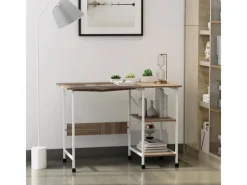 HOMCOM Bücherregale^Klapptisch Mobiler Computertisch mit Rollen MDF Natur 107 x 55 x 76 cm