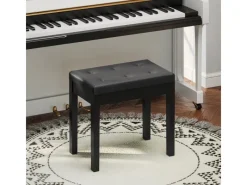 HOMCOM Hocker|Sitzbänke^Klavierbank Gummiholz Kunstleder 55L x 34B x 50H cm Schwarz