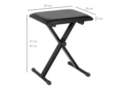 HOMCOM Sitzbänke|Hocker^Klavierhocker Höhenverstellbar Zusammenklappbar Schwarz 39 x 29 x 37-47cm