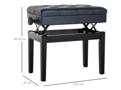 HOMCOM Hocker^Klavierhocker mit Stauraum Höhenverstellbar 54,5 x 33 x 48-58 cm