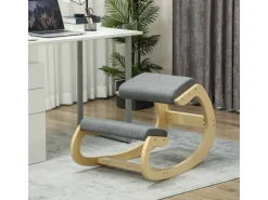 HOMCOM Stühle^Kniestuhl für Homeoffice Buchenholz Grau 54,5L x 85B x 54H cm