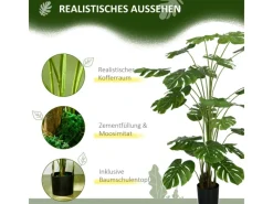 HOMCOM Kunstpflanzen^Künstliche Pflanze Kunststoff Metall Ø20 x 180H cm