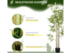 HOMCOM Kunstpflanzen^Künstliche Pflanze Kunststoff Metall Ø15 x 180H cm