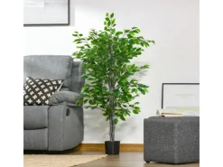 HOMCOM Künstlicher Ficusbaum Kunststoff Zement 15L x 15B x 135H cm