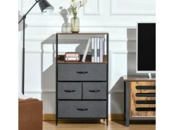 HOMCOM Kommode mit 4 Schubladen Aufbewahrungsschrank Kommodenschrank Schwarz