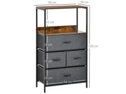 HOMCOM Kommode mit 4 Schubladen Aufbewahrungsschrank Kommodenschrank Schwarz