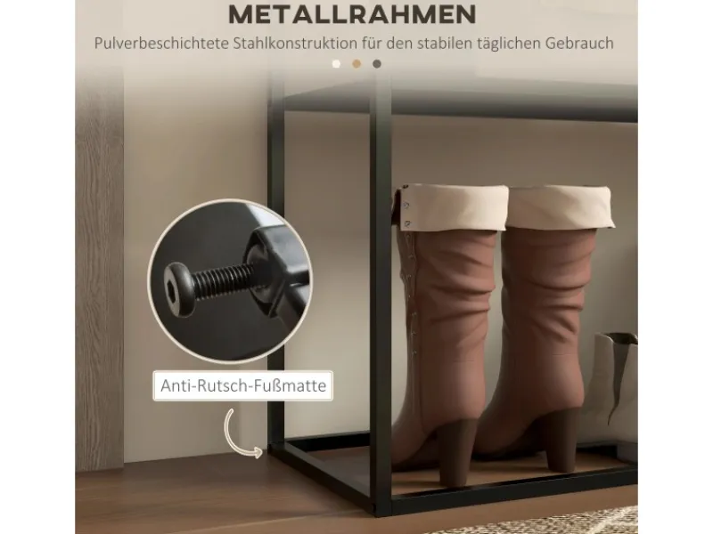 HOMCOM Konsolentisch mit 2 Ebenen Kippschutz Stahl 90 x 30 x 75 cm Schwarz