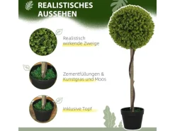 HOMCOM Kunstpflanze 2er-Set Kunststoff Zement Ø28 x 90 cm