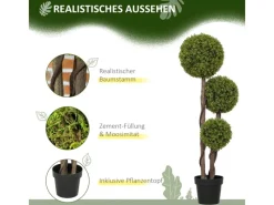 HOMCOM Kunstpflanzen^Kunstpflanze Kunststoff Zement 19,5L x 19,5B x 115H cm