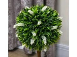 HOMCOM Kunstpflanze Kunststoff Zement Weiß 14,5L x 14,5B x 60H cm