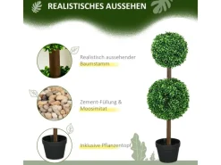 HOMCOM Kunstpflanzen^Kunstpflanze Kunststoff Zement 18L x 18B x 90H cm