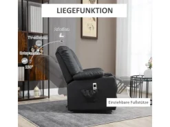 HOMCOM Massagesessel Kunstleder Stahl Schwarz 90L x 98B x 102H cm