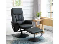 HOMCOM Massagesessel mit Fußhocker Stauraum Liegefunktion Schwarz 76 x 81 x 105 cm