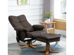 HOMCOM Massagesessel mit Fußhocker 145 Grad Neigbar Braun 80 x 86 x 99 cm