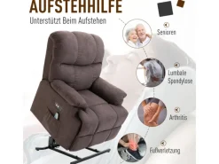 HOMCOM Sessel^Massagesessel Polyester Holz Metall Schaumstoff Braun 83B x 95T x 105H cm