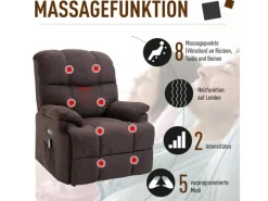 HOMCOM Sessel^Massagesessel Polyester Holz Metall Schaumstoff Braun 83B x 95T x 105H cm