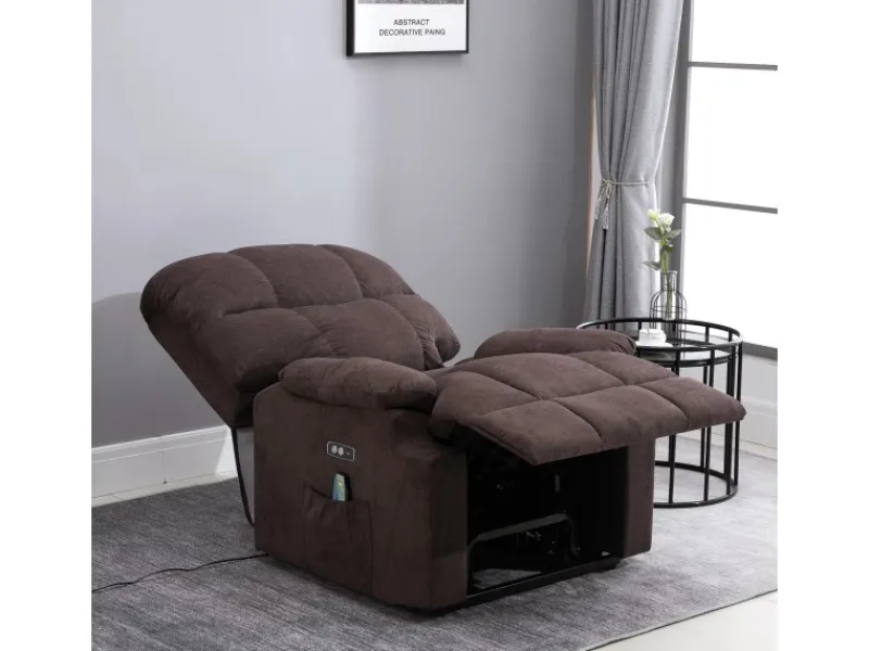 HOMCOM Sessel^Massagesessel Polyester Holz Metall Schaumstoff Braun 83B x 95T x 105H cm