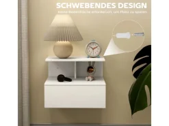 HOMCOM Tische^Nachttisch Hängend Beistelltisch für Schlafzimmer Wohnzimmer
