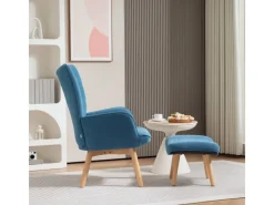 HOMCOM Sessel^Ohrensessel mit Hocker für Wohnzimmer Kord 72L x 80B x 101H cm