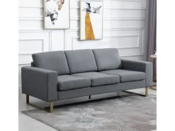 HOMCOM Kissen^Polstersofa mit Kissen Armlehne Leinen 200 x 82 x 78 cm
