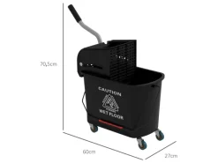 HOMCOM Putzwagen mit Wischmopp Kunststoff Schwarz 60L x 27B x 70,5H cm