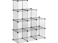 HOMCOM Bücherregale^Regalsystem aus Stahldraht DIY 9 Fächer Schwarz 35 x 35 x 35 cm Je Würfel