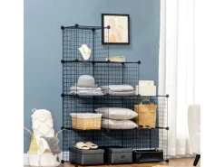 HOMCOM Bücherregale^Regalsystem aus Stahldraht DIY 9 Fächer Schwarz 35 x 35 x 35 cm Je Würfel