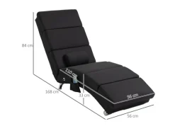 HOMCOM Sessel^Relaxliege mit Massagefunktion Polyester Stahl 168L x 56B x 84H cm Schwarz