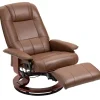 HOMCOM Relaxsessel Drehbar mit Liegefunktion Fußstütze Armlehne Kunstleder Braun