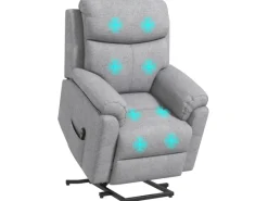 HOMCOM Relaxsessel Elektrisch mit Aufstehhilfe 5 Massagemodi Liegefunktion für Wohnzimmer Grau