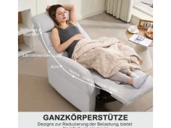 HOMCOM Sessel^Relaxsessel mit Liegefunktion Polyester 76L x 93B x 103H cm Hellgrau