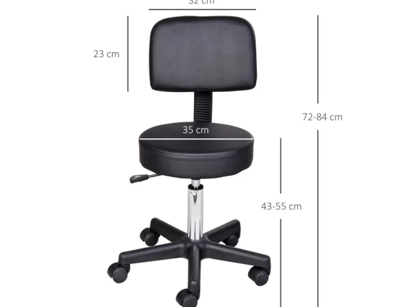 HOMCOM Rollhocker mit 5 Rollen Ø35 x 72-84 cm