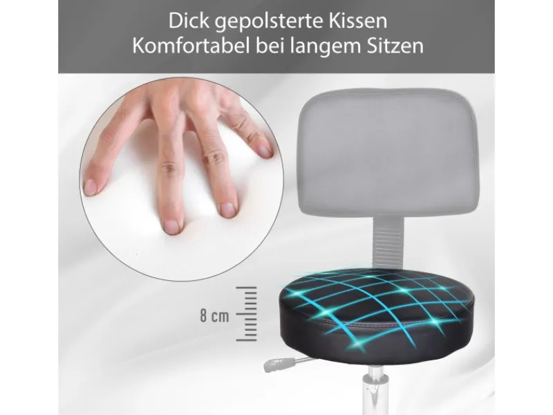 HOMCOM Rollhocker mit 5 Rollen Ø35 x 72-84 cm