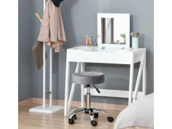 HOMCOM Hocker^Salonstuhl mit Rädern Drehbar 35 x 35 x 49-61cm