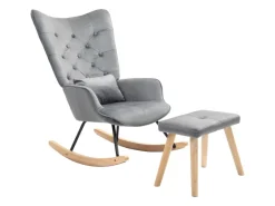 HOMCOM Schaukelsessel mit Hocker Samt Dunkelgrau 66L x 96B x 101H cm