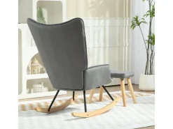 HOMCOM Schaukelsessel mit Hocker Samt Dunkelgrau 66L x 96B x 101H cm