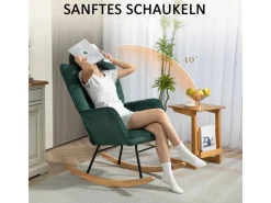 HOMCOM Stühle^Schaukelstuhl Kord Buchenholz Stahl Schaumstoff