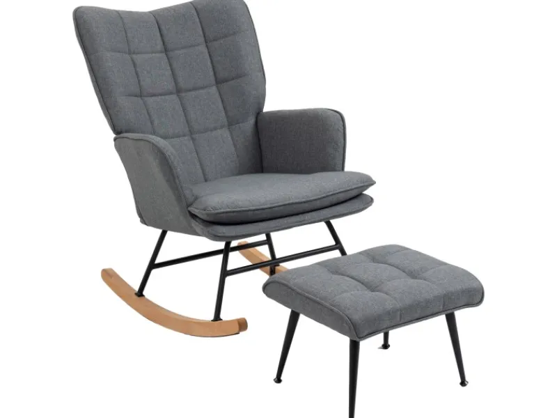 HOMCOM Schaukelstuhl mit Hocker