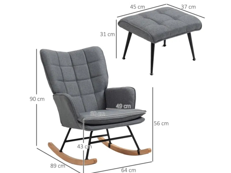HOMCOM Schaukelstuhl mit Hocker