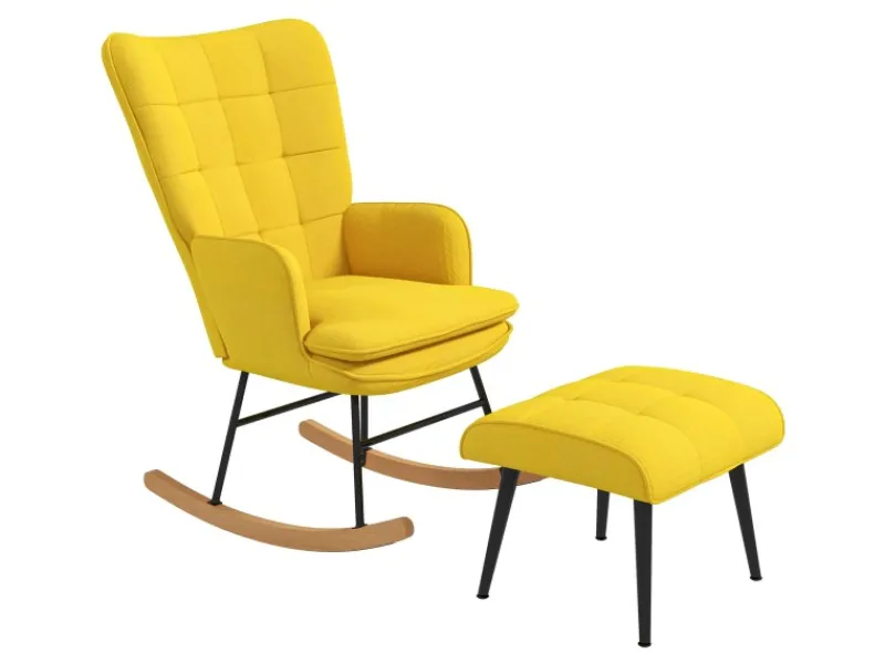 HOMCOM Hocker^Schaukelstuhl mit Hocker 64x90x89 cm