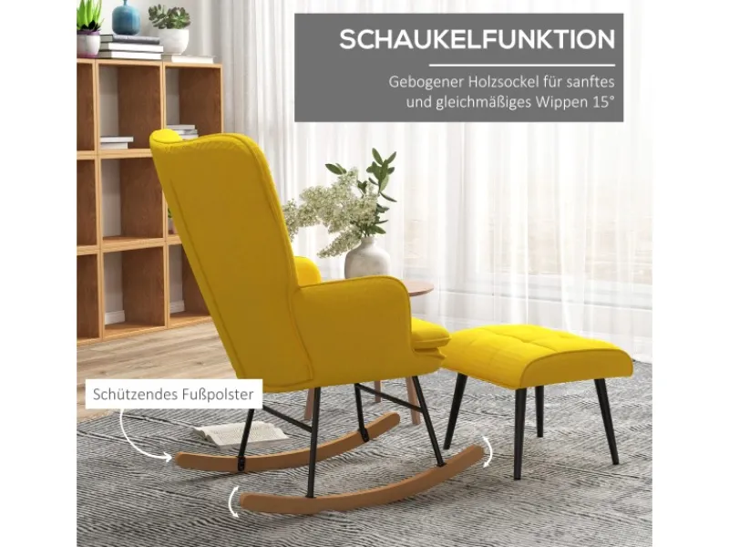 HOMCOM Hocker^Schaukelstuhl mit Hocker 64x90x89 cm