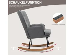 HOMCOM Stühle^Schaukelstuhl mit Hocker und Breiter Rückenlehne