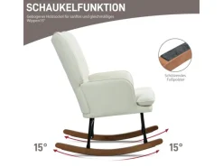 HOMCOM Hocker^Schaukelstuhl mit Hocker Leinenoptik