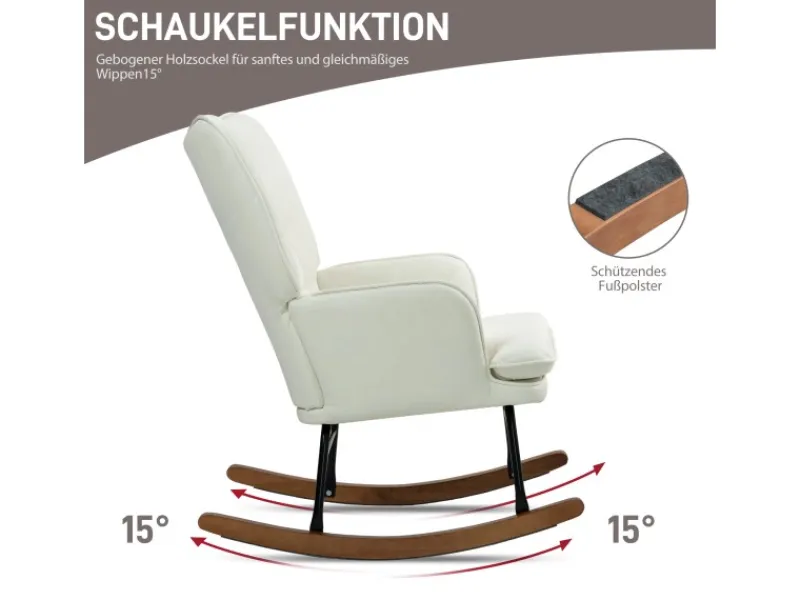 HOMCOM Hocker^Schaukelstuhl mit Hocker Leinenoptik